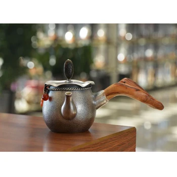 Серебряный горшок из стерлингового серебра 999 пробы, чайный сервиз ручной работы, японский ретро-чайник, домашняя чайная церемония, чайный сервиз кунг-фу, 220 мл