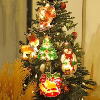 Рождественская присоска Светодиодный светильник Navidad подарок Санта Снеговик Подвесной светильник для рождественских праздников, украшение дома, новогодние огни