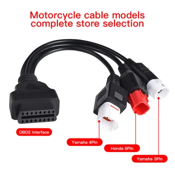 Для мотоцикла Yamaha 3pin/4pin Honda 6pin OBD Диагностический соединительный кабель Canbus OBD2 3 in1 Штекерный кабель-адаптер