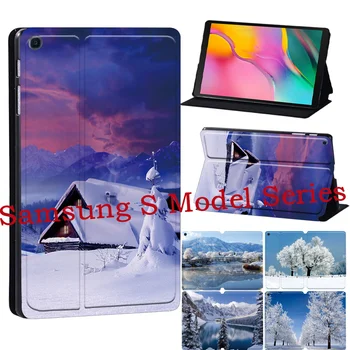 Чехол Для Samsung Galaxy Tab A7 10,4 A7 Lite A8 10,5 S5E 10,1 S6 Lite P61 С Принтом Из Искусственной Кожи с Подставкой-фолиантом Серии Snowview