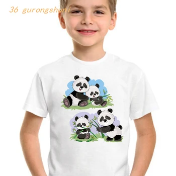 футболка для мальчиков, топы для девочек, футболка с изображением животного Медведя, футболка с рисунком милой панды, детская одежда, детская одежда для девочек от 8 до 12 мальчиков