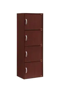 4-полочный 4-дверный книжный шкаф из красного дерева