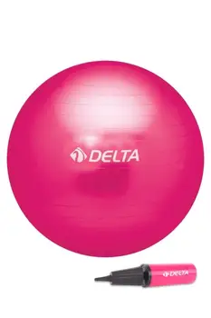 мяч для пилатеса 55 см Fuchsia Deluxe и набор двунаправленных насосов Розовый Принадлежности и оборудование для йоги, аксессуары для занятий спортом на открытом воздухе