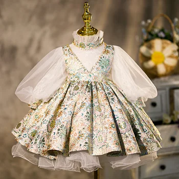 Испанское цветочное бальное платье для девочек, Детское на Ид 2023, платья принцессы в стиле Лолиты, Бутик одежды для девочек 7 лет