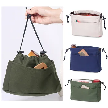 Холщовая сумка-вкладыш Подходит для Дизайнерской брендовой сумки, внутреннего органайзера для макияжа, косметических сумок, Тотализатора большой емкости, базового формирователя, сумок-вкладышей