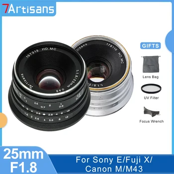Объектив 7 Artisans 7artisans 25 мм F1.8 APS-C Prime с ручной фокусировкой, гуманистический Портретный объектив для камер Sony E Canon EOS-M Micro4/3