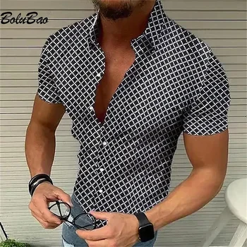 BOLUBAO 2023, Уличная повседневная рубашка для мужчин, кардиган в горошек, Трендовая рубашка с коротким рукавом, высококачественный дизайн, распродажа Рубашек для мужчин