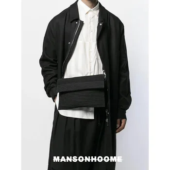 Повседневная черная плиссированная сумка через плечо на одно плечо для мужчин/женщин, корейская версия, модный простой клатч