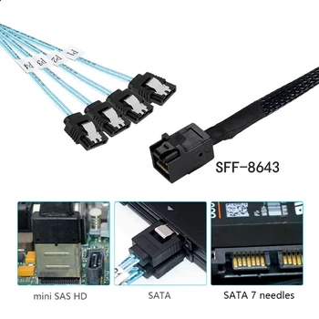 Кабельный адаптер HD Mini SAS 12G SFF-8643 для SATA 1 М 0,5 М, внутренний контроллер материнской платы SFF 8643 для жесткого диска 4 SATA