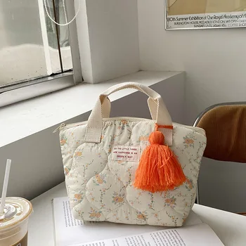 Стеганая Утепленная сумка для ланча в корейском стиле, Маленькая сумка-тоут для женщин, Переносная детская школьная Утепленная коробка для ланча, сумки для пикника