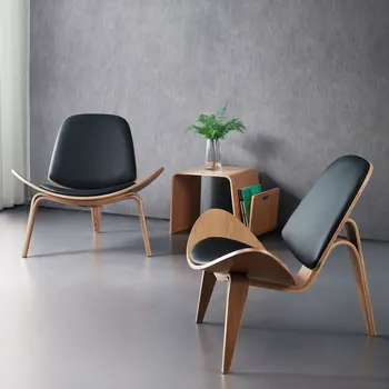 Дизайнерский стул Nordic Denmark с улыбающейся оболочкой Простой Диван Кресло для отдыха из фанерной ткани Мебель для гостиной 