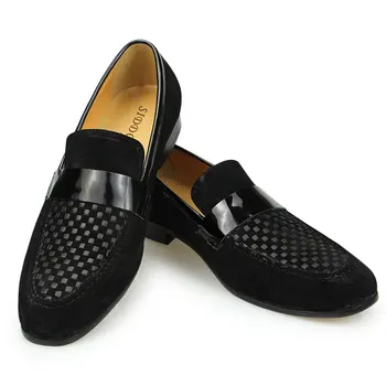 Роскошная черная одношаговая обувь Из дышащей коровьей замши и лакированной кожи, повседневная обувь для прогулок, хорошо продаваемая по всему миру