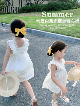 Детские платья для девочек 2023 Новые Летние Кружевные Платья Принцессы Детская Однотонная одежда Для детской свадьбы Vestidos