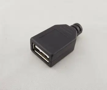 10шт USB 2.0 Type A 4-контактный разъем для розетки и черная пластиковая крышка