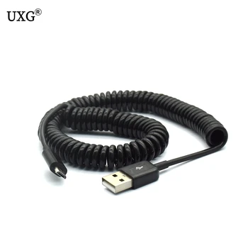 Пружинный кабель для передачи данных от USB 2.0 до Micro USB, Спиральный 5-контактный адаптер, Цифровые кабели для зарядки данных USB, Разъем для зарядного устройства USB