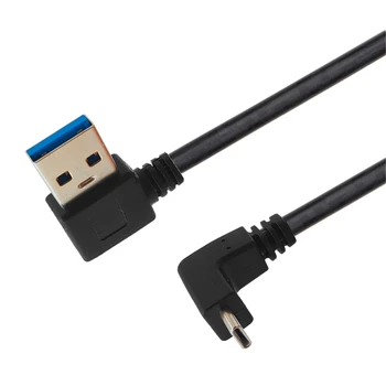 Кабель USB3.0 Type C длиной 1 М, Кабель для быстрой зарядки, Кабель для даты, кабель под углом 90 градусов влево и вправо для телефона и планшета