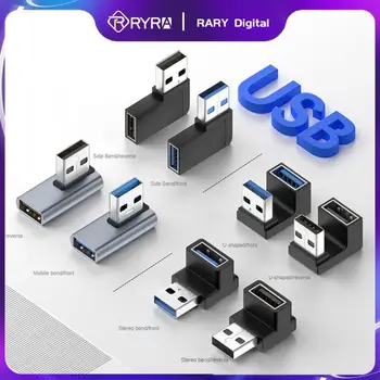 RYRA USB 3.0 От Мужчины к Женщине Удлинитель под прямым углом 90 ° USB-адаптер с Направленным Вверх Локтем 10 Гбит/с Для Разъема Ноутбука PC Конвертер