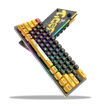 K61 60% Tiger Theme Механическая клавиатура Crystal Wire Gamer Keyboard 2,4 G RGB с подсветкой для горячей замены Gateron Переключатель для игрового ПК Настольный