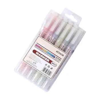 6 Цветная Двойная Двуглавая Маркерная ручка Для Рисования флуоресцентным Маркером Канцелярские Принадлежности