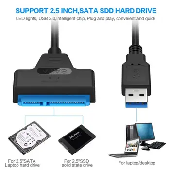 USB 2.0-SATA 22pin Кабель-адаптер Конвертер HDD SSD Соединительный шнур Провод для 2,5-дюймовых жестких дисков для твердотельных накопителей
