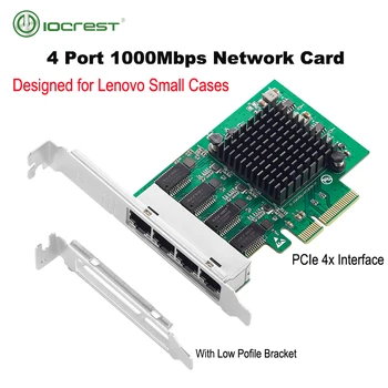 IOCREST PCIe x4 4 Порта Gigabit Ethernet Сетевая карта 10/100/1000 Мбит/с Четырехъядерный сетевой адаптер Realtek 8111H с Чипами для ПК-сервера