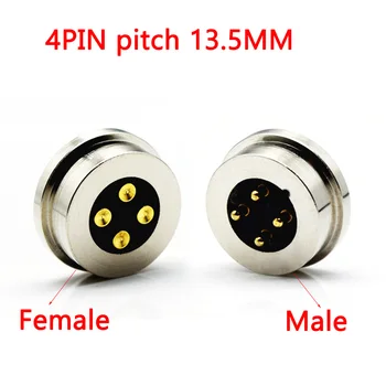 4-контактный круглый 13,5 мм разъем pogo pin 5V 2A Зарядная головка С высоким током, сильная магнитная светодиодная розетка постоянного тока