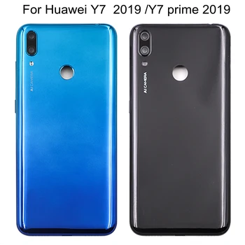 Новинка 6,26 дюйма Для Huawei Y7 prime 2019, Пластиковая крышка батарейного отсека, Задняя дверь с объективом камеры, Y7 2019, Замена заднего корпуса