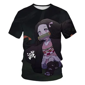 Детская футболка с принтом Аниме Demon Slayer, японские топы с мангой Kimetsu no Yaiba, Одежда для мальчиков и девочек, топы, прямая поставка