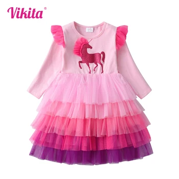 Платье с длинными рукавами для девочек VIKITA, Детские платья с героями мультфильмов 