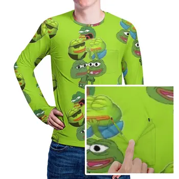Футболка с лягушкой, Мужские мемы с животными, потрясающие футболки, Осенняя футболка в стиле Харадзюку с длинным рукавом, графические топы Оверсайз